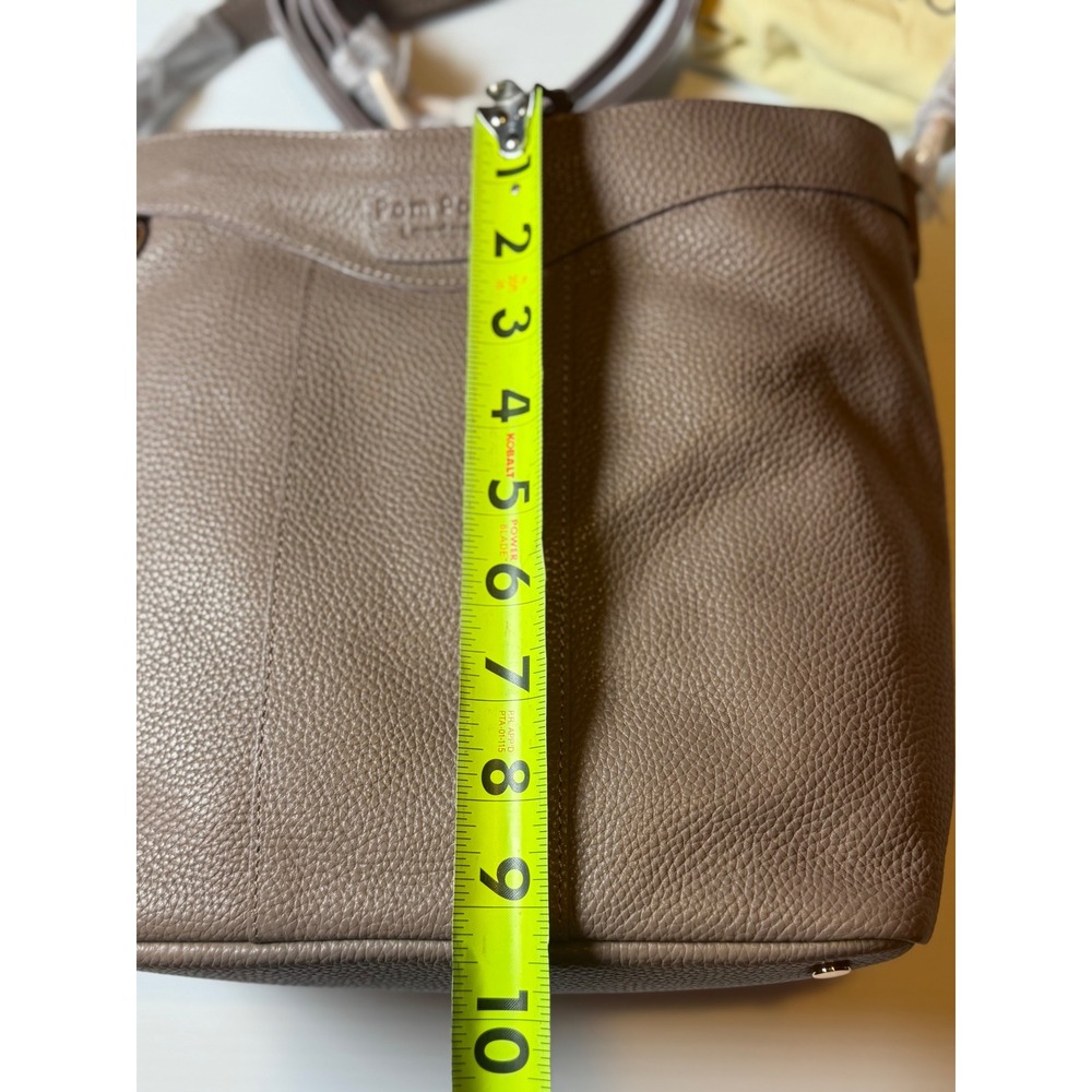 Pom Pom London Hampstead Leather Bucket Bag Mocha Taupe Crossbody Gold Hardware - Picture 6 of 11